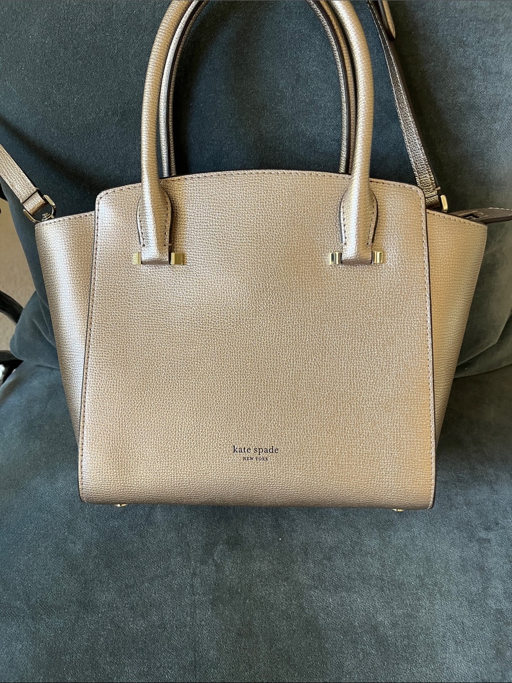 kate spade New York Metallic Taupe Saffiano Leather Satchel